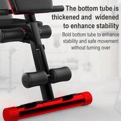 189-3 Premium Edition Household Folding Multifunctional Bold Main Frame Dumbbell Bench Sit-up Bench Weightlifting Bed with Pull Rope & Preacher Curl, Premium Edition