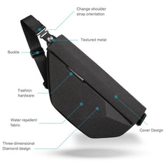 Bange BG-7502 Men Pyramid Hard Shell Waterproof Crossbody Chest Bag, Size: 35 x 18 x 5cm, 35 x 18 x 5cm(Black)