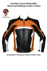Unisex Orange & Black Motorcycle Racing Jacket | Premium Leather | Modern Design
