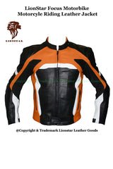 Unisex Orange & Black Motorcycle Racing Jacket | Premium Leather | Modern Design