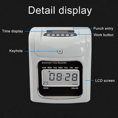LCD Screen Electronic Time Clock Paper Card English Attendance Machine Punch Machine, Support Music Bell, LCD Screen