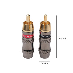 REXLIS TR026 2 PCS RCA Male Plug Audio Jack Gold Plated Adapter for DIY Audio Cable & Video cable, RCA Male