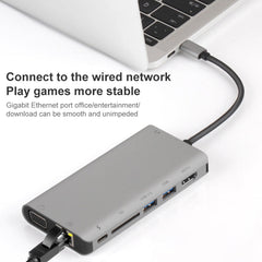 Onten 9591BD 8 in 1 USB-C / Type-C to PD USB-C / Type-C Charging + Gigabit Ethernet + Dual USB 3.0 + HDMI + VGA + SD Card Slot + 3.5mm AUX HUB, 9591BD Grey, 9591BD Silver