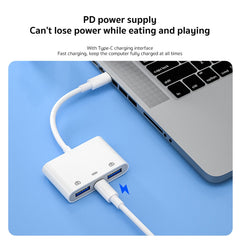 S-202 3 in 1 USB-C / Type-C Male to Type-C + 2 x USB Female Camera Adapter, S-202