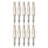 10 PCS 2 Pin 6.5mm Plug Zinc Alloy Welded Type Audio Connector 6.35 Audio Plug, 10 PCS