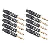 10 PCS TC202 6.35mm Gold-plated Mono Sound Welding Audio Adapter Plug