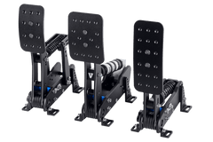 Trak Racer UK VNM 3-pedal set for racing simulator with professional load cell pedals, including accelerator, brake, and clutch pedals.