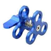 PULUZ Triple Ball Clamp Close Hole Diving Camera Bracket CNC Aluminum Spring Flashlight Clamp for Diving Underwater Photography System, Triple Ball Close Hole(Blue)