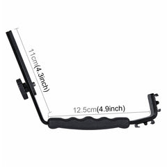 PULUZ L-Shape Bracket Handheld Grip Holder with Dual Side Cold Shoe Mounts for Video Light Flash, DSLR Camera, Bracket