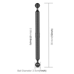 PULUZ 12 inch 30.4cm Length 20.8mm Diameter Dual Balls Carbon Fiber Floating Arm, Ball Diameter: 25mm, 12 inch Black