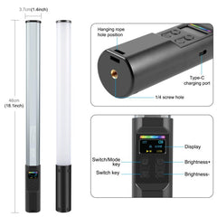 PULUZ 132 LEDs Photo Handheld Stick Light Full Color RGB Fill Light, 132 LEDs RGB Fill Light