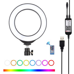 PULUZ 6.2 inch 16cm USB RGBW Dimmable LED Ring Vlogging Photography Video Lights with Cold Shoe Tripod Ball Head & Remote Control, 6.2 inch RGBW / Remote