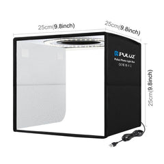 PULUZ 25cm Folding Portable Ring Light Photo Lighting Studio Shooting Tent Box with 12 Colors Backdrops, Size: 25cm x 25cm x 25cm, 25cm High CRI Box