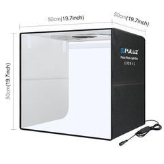 PULUZ 50cm Folding Portable Ring Light PD30W Quick Charge USB Photo Lighting Studio Shooting Tent Box with 6 x Dual-Side Backdrops, Size: 50cm x 50cm x 50cm
