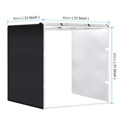 PULUZ 80cm Folding Portable 90W 14000LM High CRI White Light Photo Lighting Studio Shooting Tent Box Kit with 3 Colors Black, White, Orange Backdrops