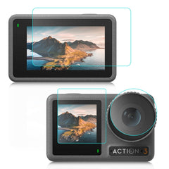 For DJI Osmo Action 3 PULUZ 3-in-1 Lens Front and Back Screen Tempered Glass Explosion-proof Film, For DJI Osmo Action 3