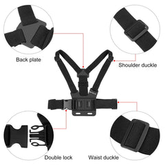 PULUZ 5 in 1 Adjustable Body Mount Belt Chest Strap with Phone Clamp & J Hook Mount & Long Screw Kit