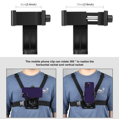 PULUZ 5 in 1 Adjustable Body Mount Belt Chest Strap with Phone Clamp & J Hook Mount & Long Screw Kit