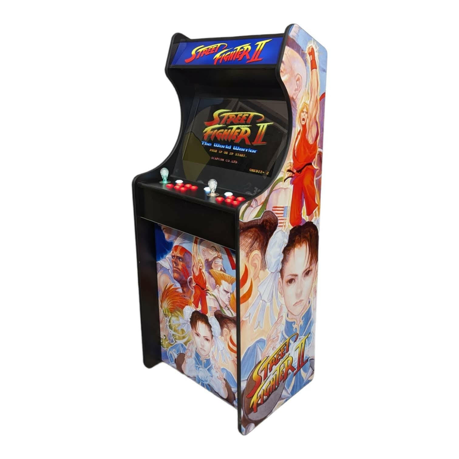 Deluxe 24 Home Edition arcade game with Street Fighter theme by Roll Model Arcade, featuring colorful game cabinet and controls.