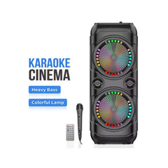 Portable Party Speaker – Dual 8'' Bass Boost, LED Ring Lights, Wireless Mic & Karaoke Fun (ZQS8229/30)