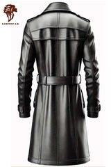 Men's Duster Leather Trench Coat | Premium Cowhide | 3/4 Length | Professional Outerwear