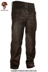 Men's Brown Sheepskin Leather Pants | Premium Regular Fit | Warm Comfortable