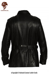 Men's Retro Leather Duster Trench Coat | Premium Black Cowhide | Full Length | Vintage Western