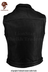 Men's Black Biker Cut Off Leather Vest | Premium | Iconic Style | All Sizes XS-4XL