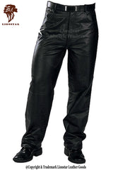 Men's Black Sheepskin Biker Pants | Premium Panther Design | Soft & Protective