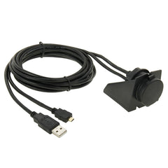 USB 2.0 & Micro HDMI (Type-D) Male to USB 2.0 & HDMI (Type-A) Female Adapter Cable with Car Flush Mount, Length: 2m, USB 2.0 & Micro HDMI Male to USB 2.0 & HDMI Female