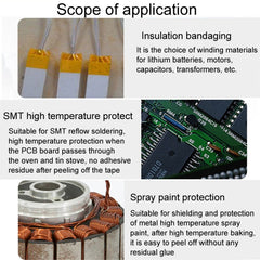 45mm High Temperature Resistant Clear Heat Dedicated Polyimide Tape with Silicone Adhesive, Length: 33m, 45mm