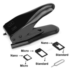 Dual Nano Sim Cutter for iPhone / Samsung / Huawei / Xiaomi (With Nano SIM to Micro SIM Card Adapter + Nano SIM to Standard SIM Card Adapter + Micro SIM to Standard SIM Card Adapter + Sim Card Tray Holder Eject Pin Key Tool), Dual Nano Sim Cutter