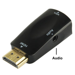 Full HD 1080P HDMI to VGA and Audio Adapter for HDTV / Monitor / Projector, HDMI Male to VGA + Audio (Black)
