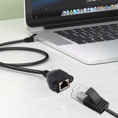 RJ45 Female to Male CAT5E Network Panel Mount Screw Lock Extension Cable, Length: 1.5m, 1.5m