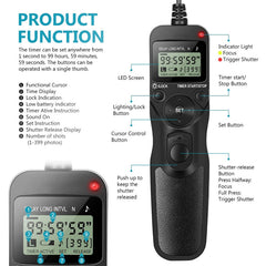 Aputure AP-TR3N LCD Timer Remote Cord for Nikon D5100,D3100, D7000, D5000, D90, AP-TR3N