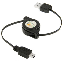 USB Retractable Data & Charger Cable for Motorola V3 / Mobile Phone / MP3 / MP4 / Digital Camera / GPS, Length: 10cm (Can be Extended to 80cm), Black, USB 2.0 to Mini 5 Pin