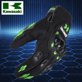 Eliteridegear Kawasaki breathable full finger motorcycle gloves with non-slip, wear-resistant motocross racing design for bikers