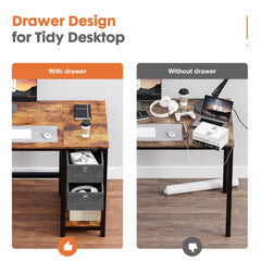 JHK Computer Desk With Drawers 55 Inch For Home Office Pro
