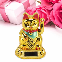 Qiilu Solar Waving Fortune Cat Ornament for Home Decor