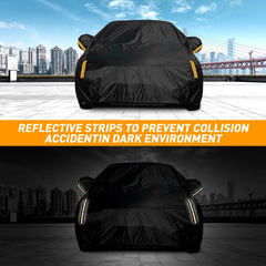 Eliteridegear NEVERLAND full exterior car cover in black, 190T polyester taffeta, size XL, fitting vehicles 500x185x150cm.