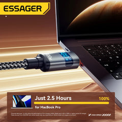 Adistore Essager 100W USB-C to USB-C PD fast charge cable showing USB-C connectors on black cable for fast charging devices.