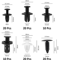 Set of 100 Eliteridegear plastic car clips and retainer pins for body, bumper, and interior panel fastenings.