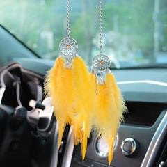 Mini Dream Catcher Car Mirror Hanger Calming Wind Chimes