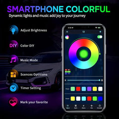 RGB flexible car underglow light strip by Eliteridegear, 12V LED underbody ambient light with app control for neon decorative lighting.