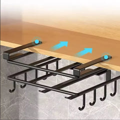 Under Cabinet Kitchen Organizer Rack With Hooks By ZapCart For Home Cooks Space Saving