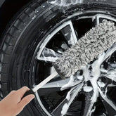 Eliteridegear Car Wash Super Brush with plush wheels and non-slip handle for easy cleaning of car rims and spokes.