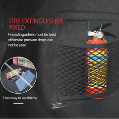 Eliteridegear car trunk mesh organizer with storage net and seat back pocket for universal vehicle interior organization.