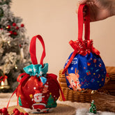 Festive Christmas Gift Bag Drawstring Pouch For Parties