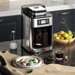 Adistore automatic 2-in-1 coffee maker with grinder, 1050W LED display, electric coffee grinder machine, modern kitchen appliance