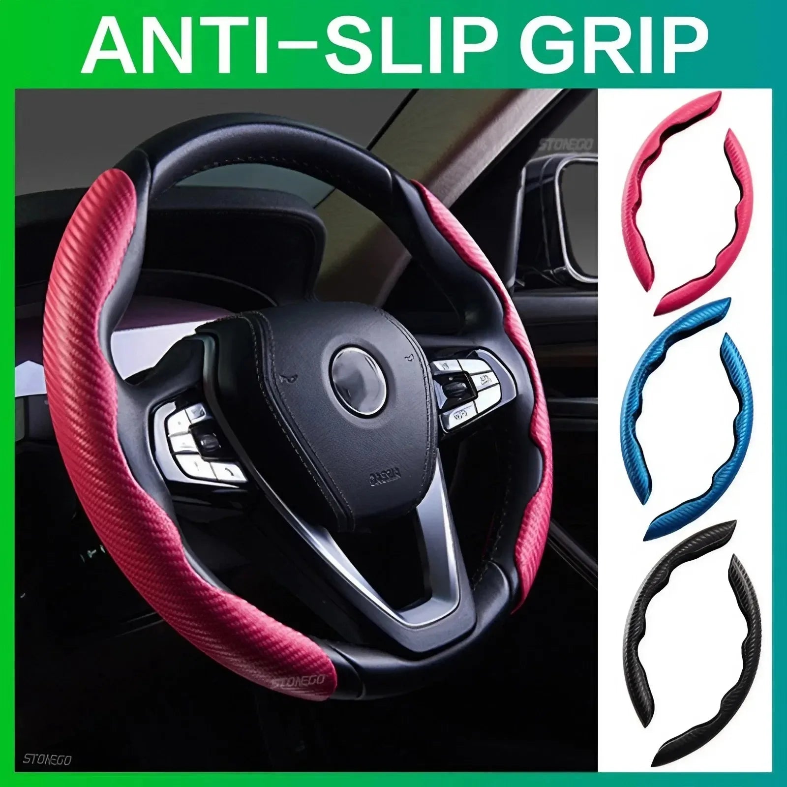Eliteridegear universal steering wheel cover with ultra-thin carbon fiber pattern and anti-slip design fitting most car wheels